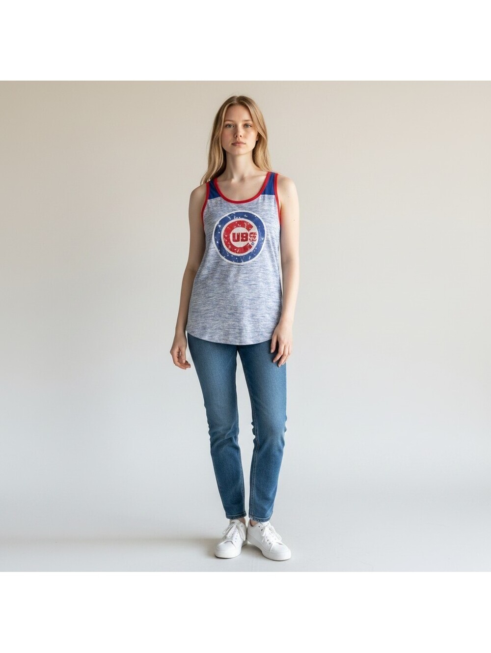 New New Era Tank Women XS Blue Sequin Sleeveless Racerback Cotton Stretch Casual